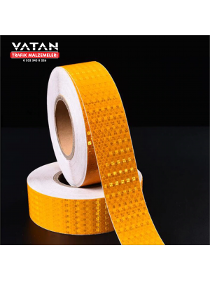 SARI PETEKLİ REFLEKTİF BANT 5 cm X 50 Metre